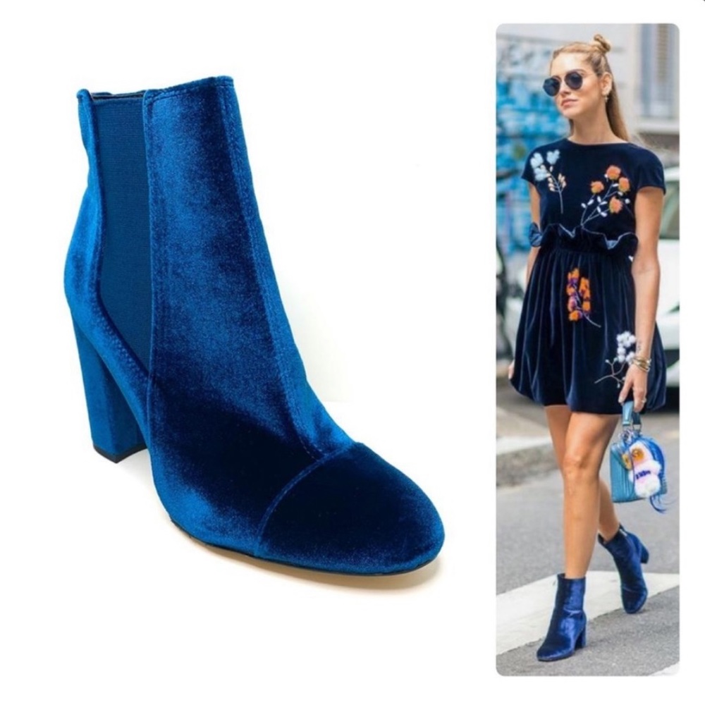 Sam Edelman Jewel Blue Velvet Booties